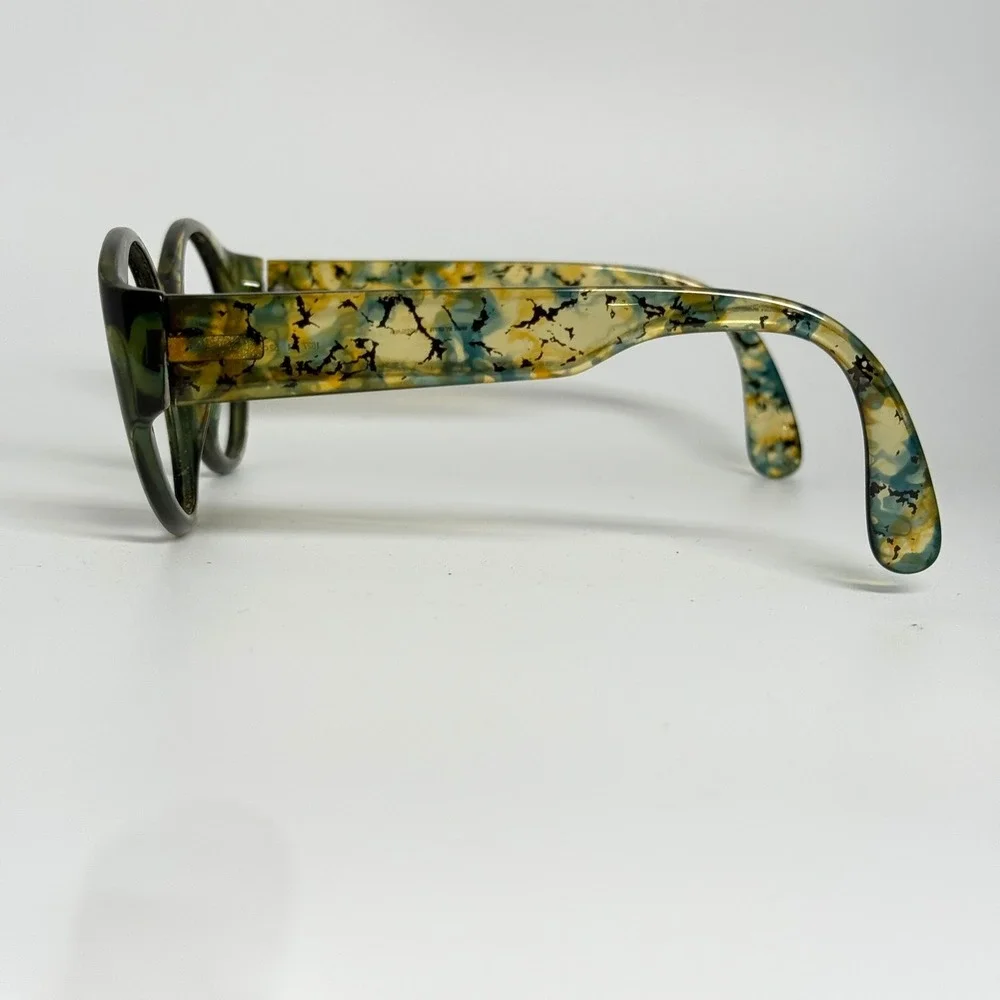 Vienna‎ Line 1627 51 Eyeglasses Frames Green Yellow Marbled Round 52-20 Optyl